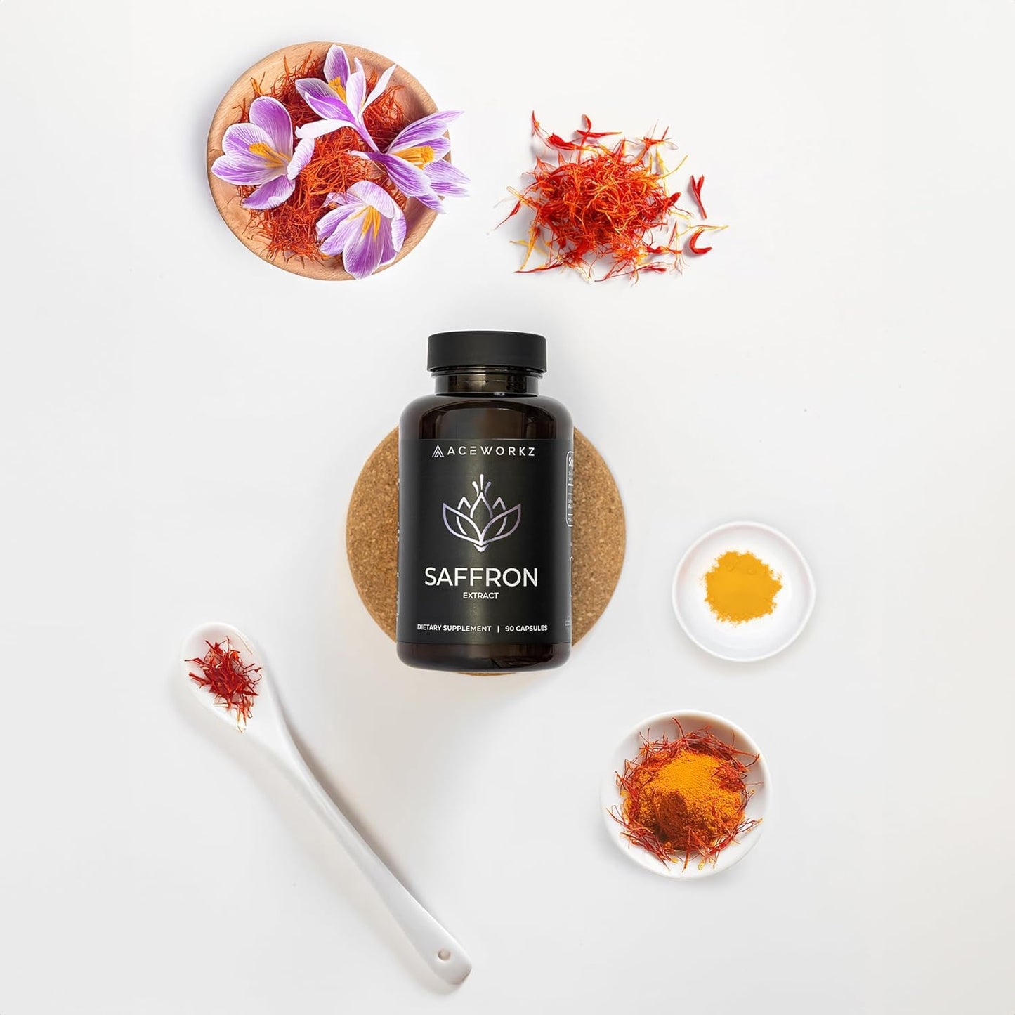 Organic Saffron Supplement with Bioperine® for Enhanced Absorption - 100% Pure Saffron Extract Capsules - Supports Weight Management, Craving Control & Eye Health - Boost Energy & Mood - 90 Capsules