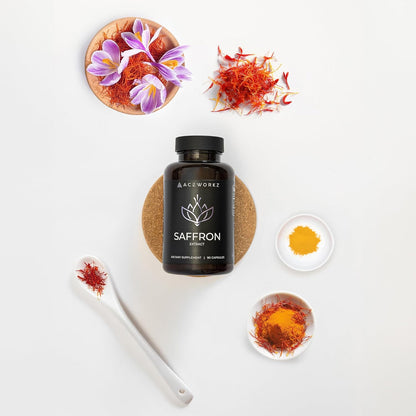 Organic Saffron Supplement with Bioperine® for Enhanced Absorption - 100% Pure Saffron Extract Capsules - Supports Weight Management, Craving Control & Eye Health - Boost Energy & Mood - 90 Capsules